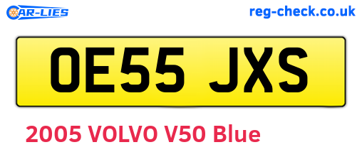 OE55JXS are the vehicle registration plates.