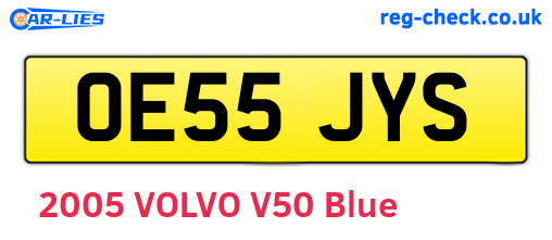 OE55JYS are the vehicle registration plates.