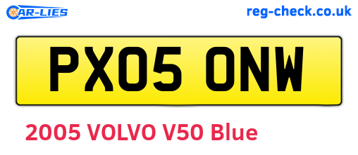 PX05ONW are the vehicle registration plates.
