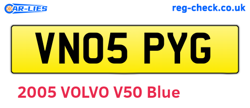 VN05PYG are the vehicle registration plates.