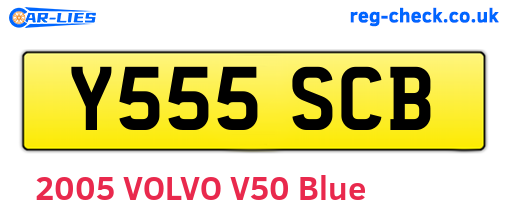 Y555SCB are the vehicle registration plates.