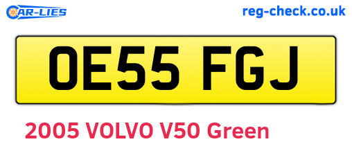 OE55FGJ are the vehicle registration plates.