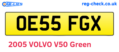 OE55FGX are the vehicle registration plates.