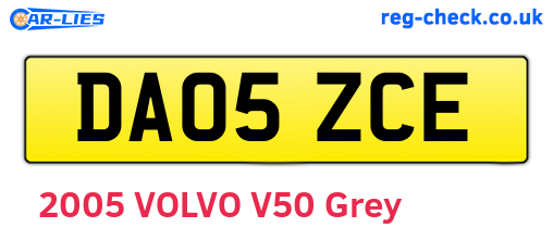 DA05ZCE are the vehicle registration plates.