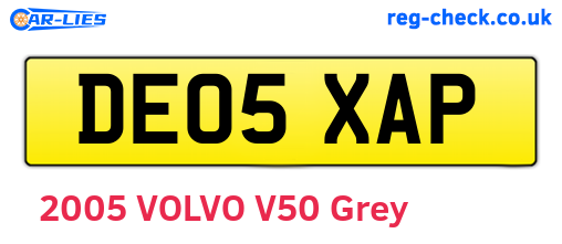 DE05XAP are the vehicle registration plates.