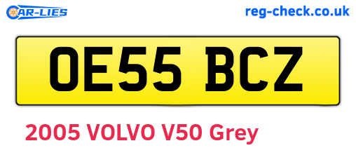 OE55BCZ are the vehicle registration plates.