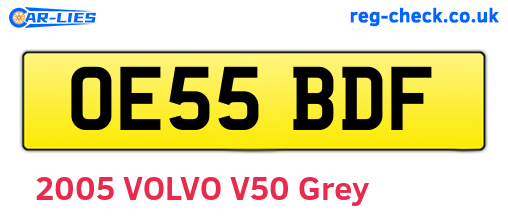 OE55BDF are the vehicle registration plates.