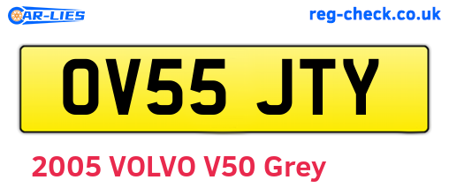 OV55JTY are the vehicle registration plates.
