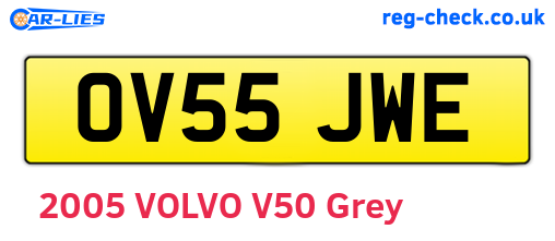 OV55JWE are the vehicle registration plates.