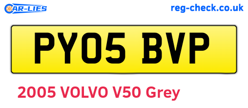PY05BVP are the vehicle registration plates.