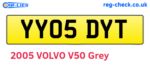 YY05DYT are the vehicle registration plates.