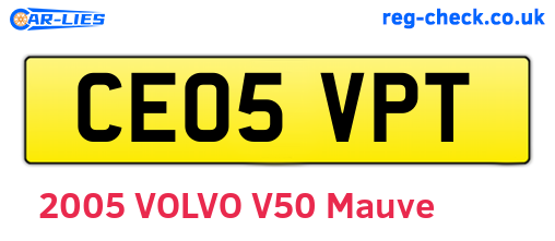 CE05VPT are the vehicle registration plates.