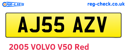 AJ55AZV are the vehicle registration plates.