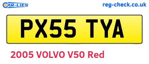 PX55TYA are the vehicle registration plates.