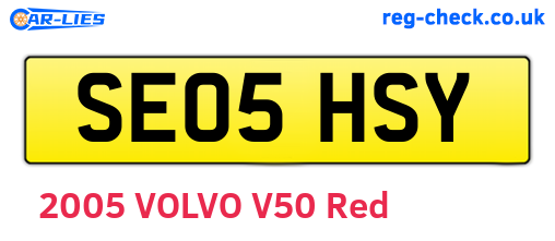 SE05HSY are the vehicle registration plates.