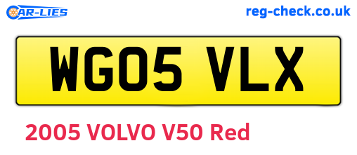 WG05VLX are the vehicle registration plates.