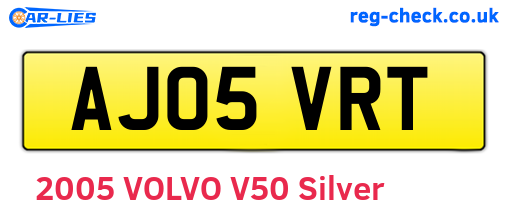 AJ05VRT are the vehicle registration plates.