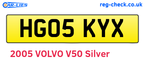 HG05KYX are the vehicle registration plates.
