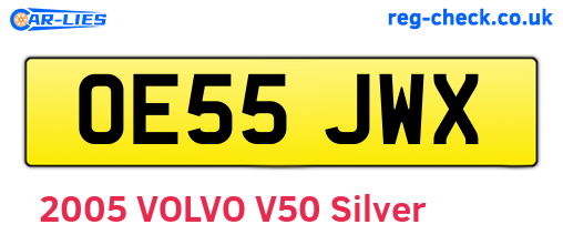 OE55JWX are the vehicle registration plates.