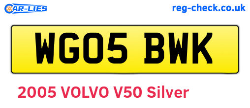 WG05BWK are the vehicle registration plates.