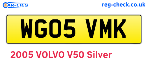 WG05VMK are the vehicle registration plates.