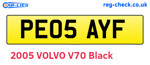 PE05AYF are the vehicle registration plates.