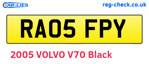 RA05FPY are the vehicle registration plates.