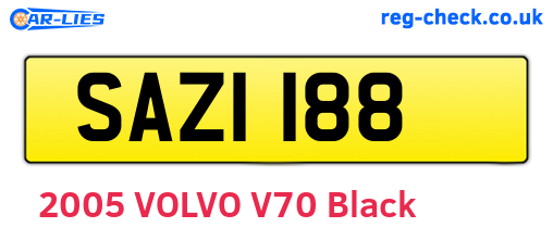 SAZ1188 are the vehicle registration plates.
