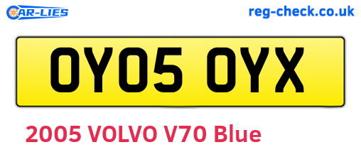 OY05OYX are the vehicle registration plates.