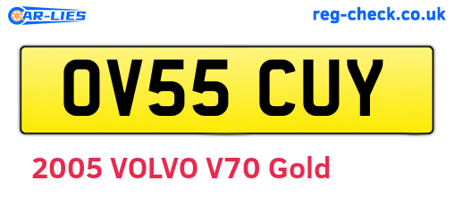 OV55CUY are the vehicle registration plates.