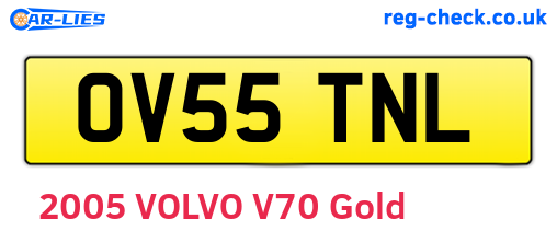 OV55TNL are the vehicle registration plates.