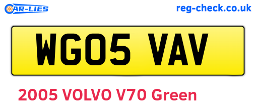 WG05VAV are the vehicle registration plates.