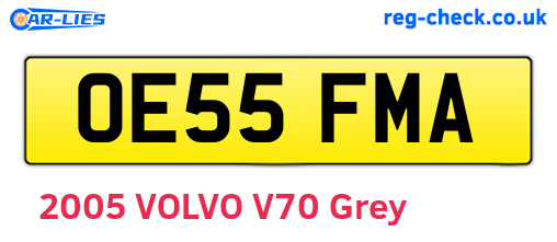 OE55FMA are the vehicle registration plates.