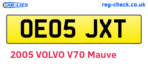 OE05JXT are the vehicle registration plates.