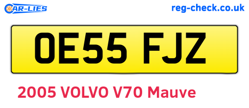 OE55FJZ are the vehicle registration plates.