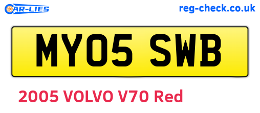 MY05SWB are the vehicle registration plates.