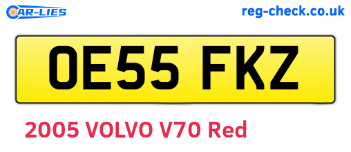 OE55FKZ are the vehicle registration plates.