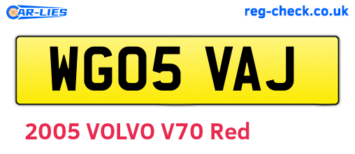 WG05VAJ are the vehicle registration plates.