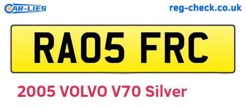 RA05FRC are the vehicle registration plates.