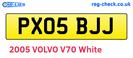 PX05BJJ are the vehicle registration plates.