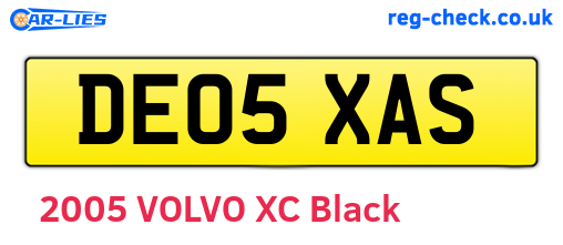 DE05XAS are the vehicle registration plates.