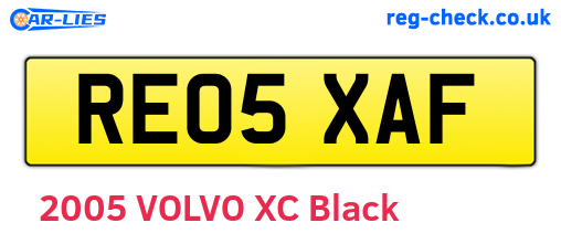 RE05XAF are the vehicle registration plates.