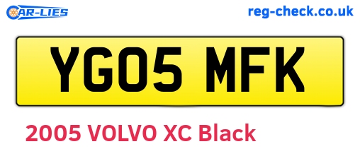 YG05MFK are the vehicle registration plates.