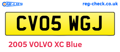 CV05WGJ are the vehicle registration plates.