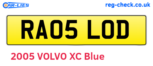 RA05LOD are the vehicle registration plates.