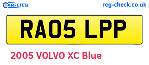 RA05LPP are the vehicle registration plates.