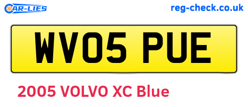 WV05PUE are the vehicle registration plates.