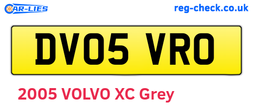 DV05VRO are the vehicle registration plates.
