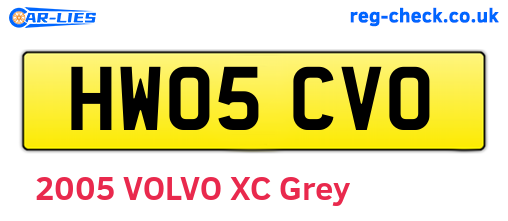 HW05CVO are the vehicle registration plates.