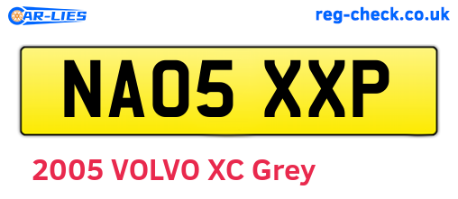 NA05XXP are the vehicle registration plates.